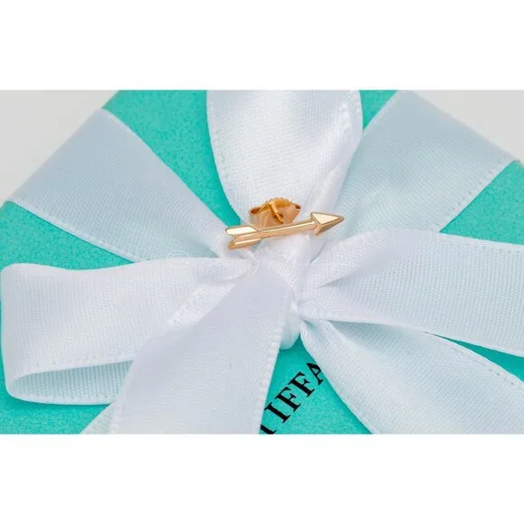 Tiffany & Co. Return to Tiffany Lovestruck Heart Arrow Stud Earrings Gold Silver - Picture 6 of 6